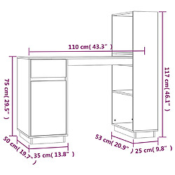 vidaXL Bureau Marron miel 110x53x117 cm Bois massif de pin pas cher