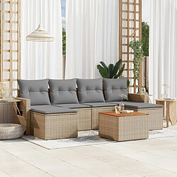 Maison Chic Ensemble à manger d'extérieur 7 pcs avec coussins,Salon de jardin,Mobilier de jardin mélange beige résine tressée -GKD264279