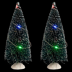 Lot de 2 Sapins de Noël 20 Micro Leds 15cm Vert