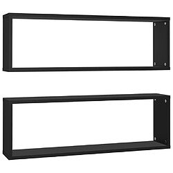 vidaXL Étagères cube murales 2pcs Noir 80x15x26,5cm bois d'ingénierie