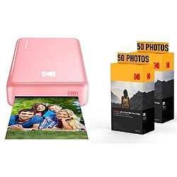 KODAK Pack Imprimante Photo Printer PM220 et 2 cartouches MSC50 - Photos 5.4 * 8.6 cm, WIFI, Compatible avec iOS et Android - Rose - ROSE