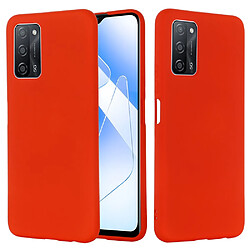 Coque en silicone Liquide de couleur unie avec sangle souple rouge pour votre Oppo A55 5G/A54 4G