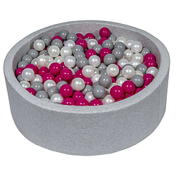 Velinda Piscine à balles Aire de jeu + 450 balles perle, rose, gris