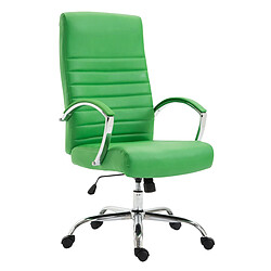 Decoshop26 Fauteuil de bureau mécanisme d'inclinaison accoudoirs coutures décoratives en PVC vert et métal chromé 10_0002703