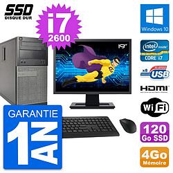 PC Tour Dell 390 MT Ecran 19" i7-2600 RAM 4Go SSD 120Go HDMI Windows 10 Wifi - Occasion