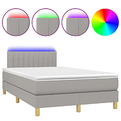 vidaXL Sommier à lattes de lit matelas LED Gris clair 120x200 cm Tissu