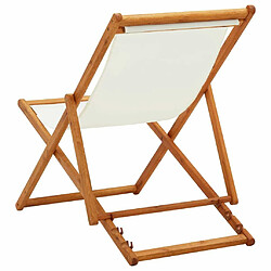 Acheter Maison Chic Chaise pliable de plage pour relaxbois d'eucalyptus et tissu blanc crème -GKD33663