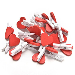 Wewoo 50 pcs mini coeur rouge amour en bois papier photo pince à linge à artisanat carte postale clips