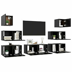 Avis Maison Chic Ensemble de meubles TV 7 pcs | Banc TV Moderne pour salon | Meuble de Rangement - Noir Aggloméré -MN19162