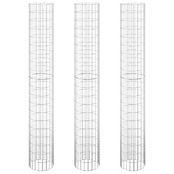 Maison Chic Jardinière,Lit surélevé - Bac à fleurs - pot de fleur à gabion circulaire 3pcs Acier galvanisé Ø30x200cm -GKD23230