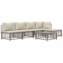 Avis Maison Chic Salon de jardin 6 pcs + coussins - Mobilier/Meubles de jardin - Table et chaises d'extérieur anthracite résine tressée -MN48213