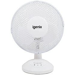 Igenix DF9010 Ventilateur Portable à 2 vitesses avec Inclinaison / Fonctionnement silencieux et Grille de sécurité Grillagée, 9 pouces, 30 W, Blanc (Lot de 3)