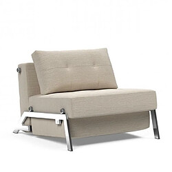 Inside 75 INNOVATION LIVING Fauteuil design SOFABED CUBED 02 CHROME Blida Sand Grey convertible lit 200*90 cm 