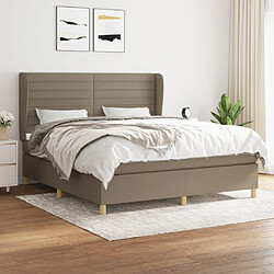 Maison Chic Lit adulte- Lit + matelas,Sommier à lattes de lit avec matelas Taupe 180x200 cm Tissu -GKD98049