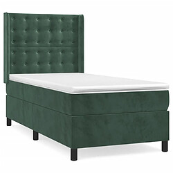 Maison Chic Lit adulte- Lit + matelas,Sommier à lattes de lit avec matelas Vert foncé 90x200 cm -GKD12847