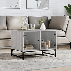 Maison Chic Table basse pour salon | Table à café avec portes en verre sonoma gris 68,5x50x50 cm -GKD96817