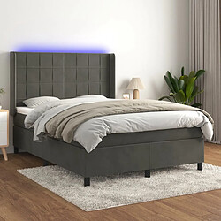 vidaXL Sommier à lattes de lit matelas et LED Gris foncé 140x190 cm