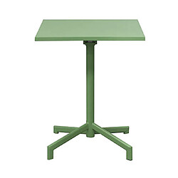 Avis Mes Ensemble table de jardin carrée + 2 fauteuils en métal vert - BACA