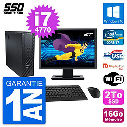 PC Dell T1700 SFF Ecran 27" Intel Core i7-4770 RAM 16Go SSD 2To Windows 10 Wifi - Occasion