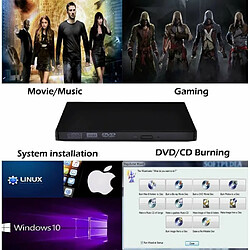 Graveur DVD Externe, iAmotus DVD/CD Lecteur Portable USB 2.0 CD DVD +/-RW ROM Pl