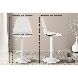 Decoshop26 Tabouret de bar x1 avec repose-pieds hauteur réglable pivotant assise en PVC blanc cadre métallique blanc 10_0004835