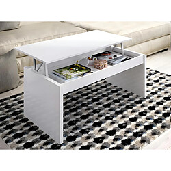 Vente-Unique Table basse BASTIAN - Plateau relevable - Coloris blanc pas cher