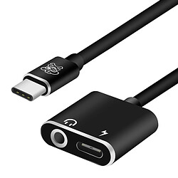 Wewoo Câble adaptateur HC-10 USB-C / Type-C + 3.5mm vers USB-C / Type C noir