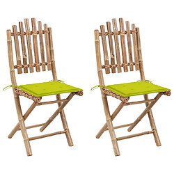 vidaXL Chaises pliables de jardin 2 pcs avec coussins Bambou