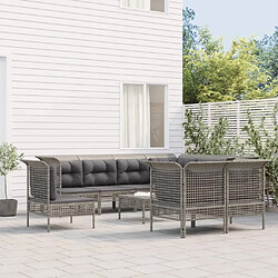 Maison Chic Salon de jardin 9 pcs + coussins - Mobilier/Meubles de jardin - Table et chaises d'extérieur Gris Résine tressée -MN86389