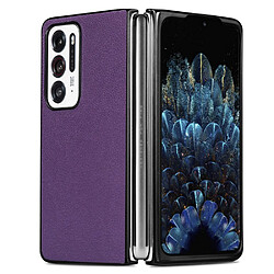 Coque en TPU + PU anti-rayures, texture litchi violet pour votre Oppo Find N