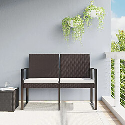 Maison Chic Banc de jardin à 2 places | Banquette de jardin | Chaise Relax avec coussins marron PP rotin -MN70166