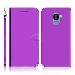 Wewoo Coque Etui à rabat en surface imitation miroir pour Galaxy S9 avec porte-cartes et emplacements cartes ainsi que portefeuille et lanière violet