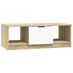 vidaXL Table basse blanc et chêne sonoma 102x50x36cm bois d'ingénierie