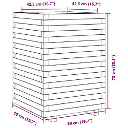 vidaXL Jardinière cire marron 50x50x72 cm bois de pin massif pas cher