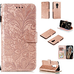 Wewoo Housse Coque Pour Nokia 7.2 Étui en cuir à rabat horizontal dentelle de fleur avec support et fentes cartes et portefeuille et cadre photo or rose