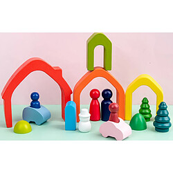 Avis Universal Les derniers bébés en bois arc-en-ciel maison arbre poupée mini empileur blocs jouets arc-en-ciel bar blocs petites tailles incohérentes jeux de table cadeaux | empilement blocs (couleur arc-en-ciel)