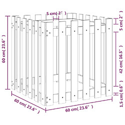 vidaXL Jardinière avec design de clôture 60x60x60 cm pin imprégné pas cher