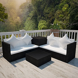 Maison Chic Salon de jardin 4 pcs + coussins - Mobilier/Meubles de jardin - Table et chaises d'extérieur Résine tressée Noir -MN65404