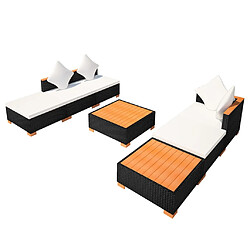 Avis vidaXL Salon de jardin 7 pcs avec coussins Résine tressée Noir