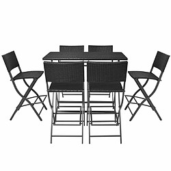 Avis Maison Chic Mobilier à dîner pliable jardin 7 pcs- Ensemble table et chaises d'extérieur - Salon/Mobilier de jardin classique Acier Résine tressée Noir -MN53675