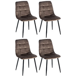 Decoshop26 Lot de 4 chaises de salle à manger style moderne et confortable en velours marron et métal noir 10_0001788