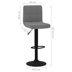 vidaXL Tabouret de bar Gris foncé Velours pas cher