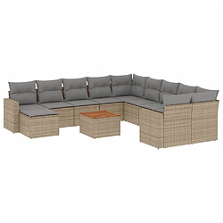 Maison Chic Salon de jardin avec coussins 12 pcs | Ensemble de Table et chaises | Mobilier d'Extérieur beige résine tressée -GKD66646