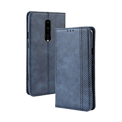 Wewoo Housse Coque Étui en cuir à boucle magnétique avec rétro pour Crazy Horse Texture horizontale OnePlus 7 Proavec support et emplacements cartes et cadre photo bleu