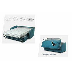 Avis Inside 75 Canapé convertible EXPRESS 140 cm EMA matelas 20 cm tissu bordeaux passepoil gris