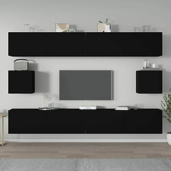 Maison Chic Ensemble de meubles TV 6 pcs | Banc TV Moderne pour salon | Meuble de Rangement - Noir Bois d'ingénierie -MN90003