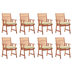 vidaXL Chaises à manger d'extérieur lot de 8 et coussins Acacia massif