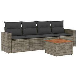 Maison Chic Ensemble de 5 Tables et chaises d'extérieur avec coussins,Salon de jardin gris résine tressée -GKD230198