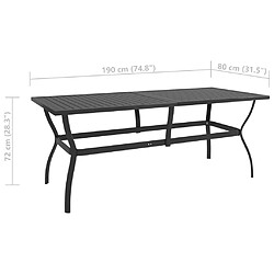 vidaXL Table de jardin Anthracite 190x80x72 cm Acier pas cher