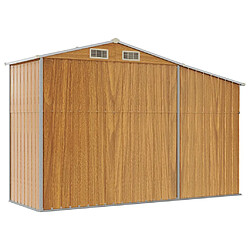 Acheter Helloshop26 Abri de jardin cabane cabanon maison de stockage remise extérieur hangar outils robuste 277 x 93 x 179 cm acier galvanisé marron 02_0022286